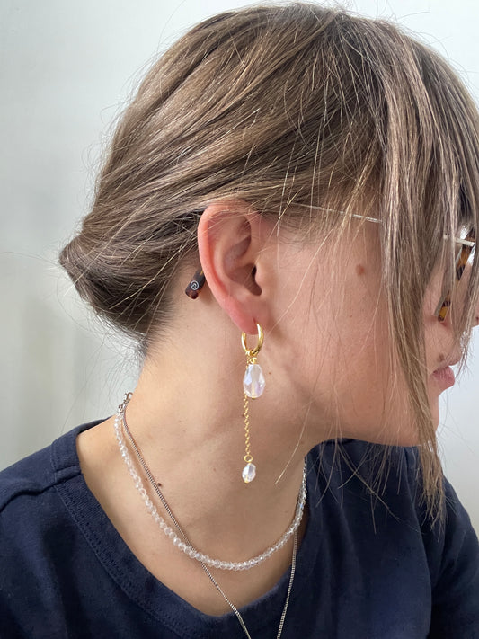 Crystal Drop Earrings, golden, drop