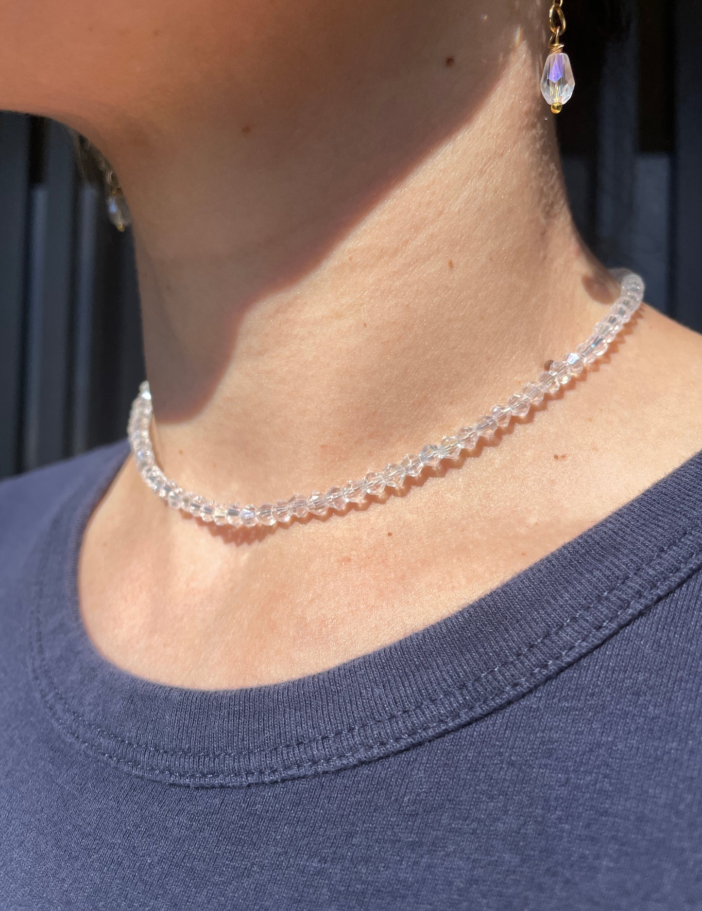 Crystal choker, diamond beads