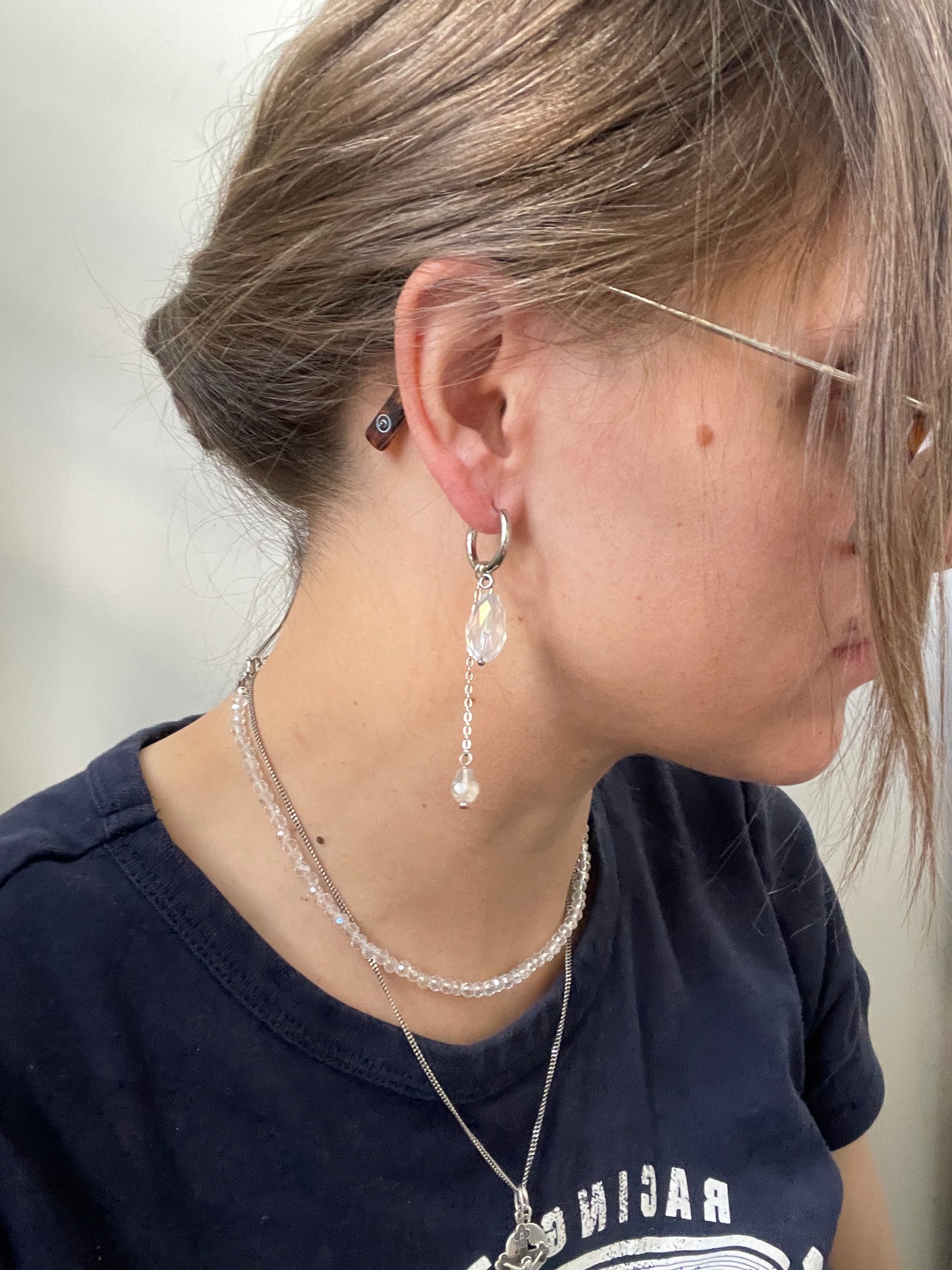 Crystal Drop Earrings, silver, drop