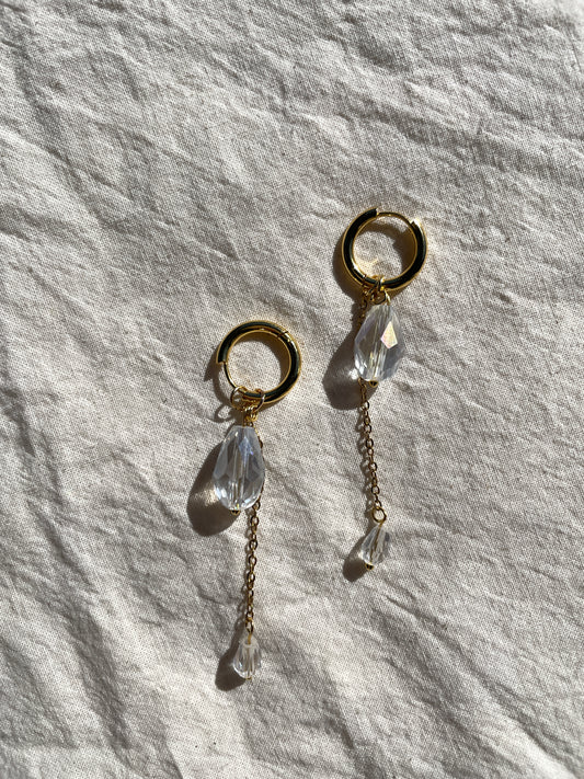 Crystal Drop Earrings, golden, drop