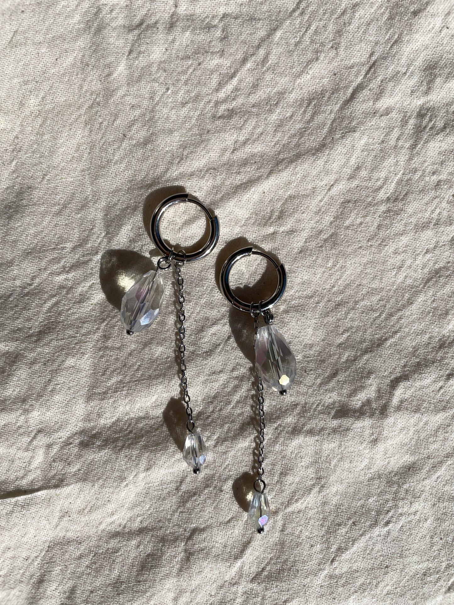 Crystal Drop Earrings, silver, drop