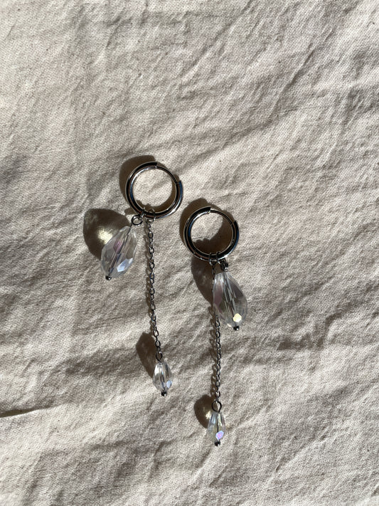 Crystal Drop Earrings, silver, drop