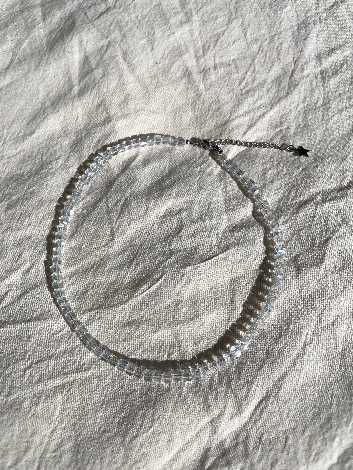 Crystal choker, ice cube beads