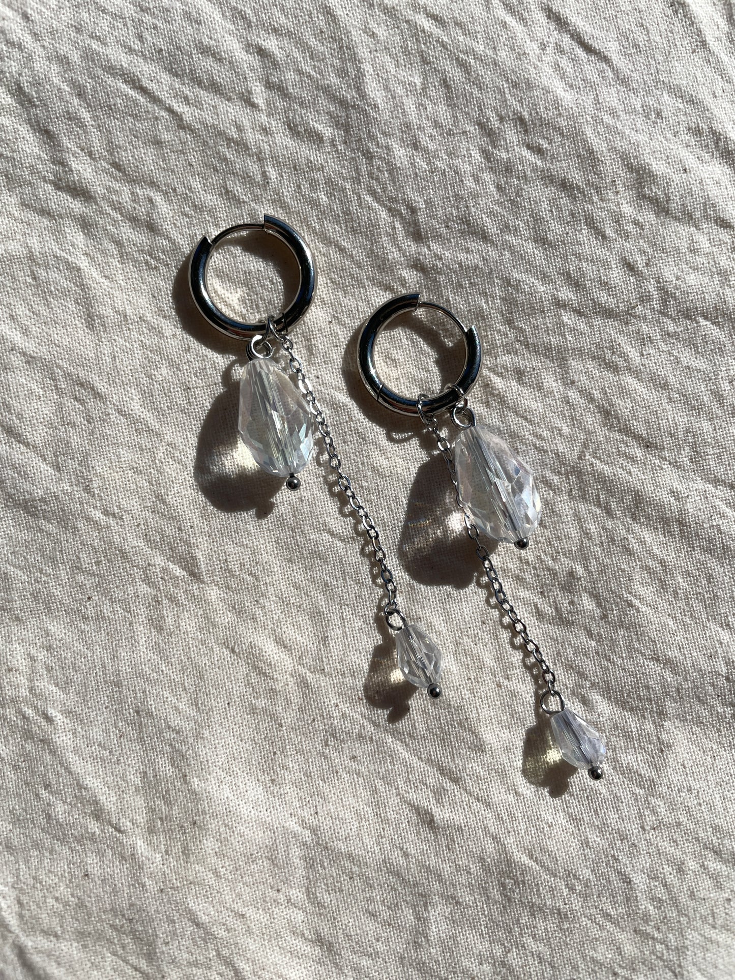 Crystal Drop Earrings, silver, drop