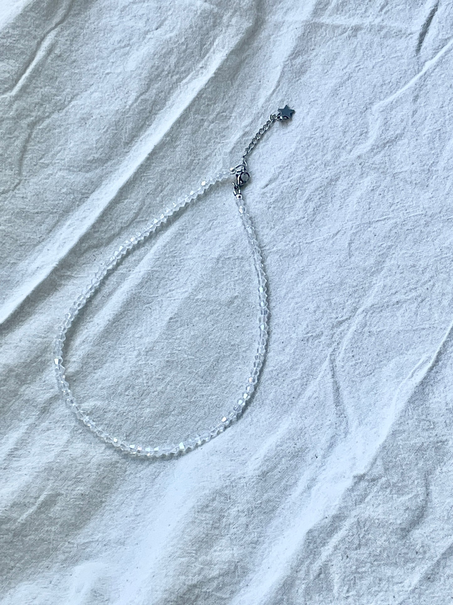 Crystal choker, diamond beads