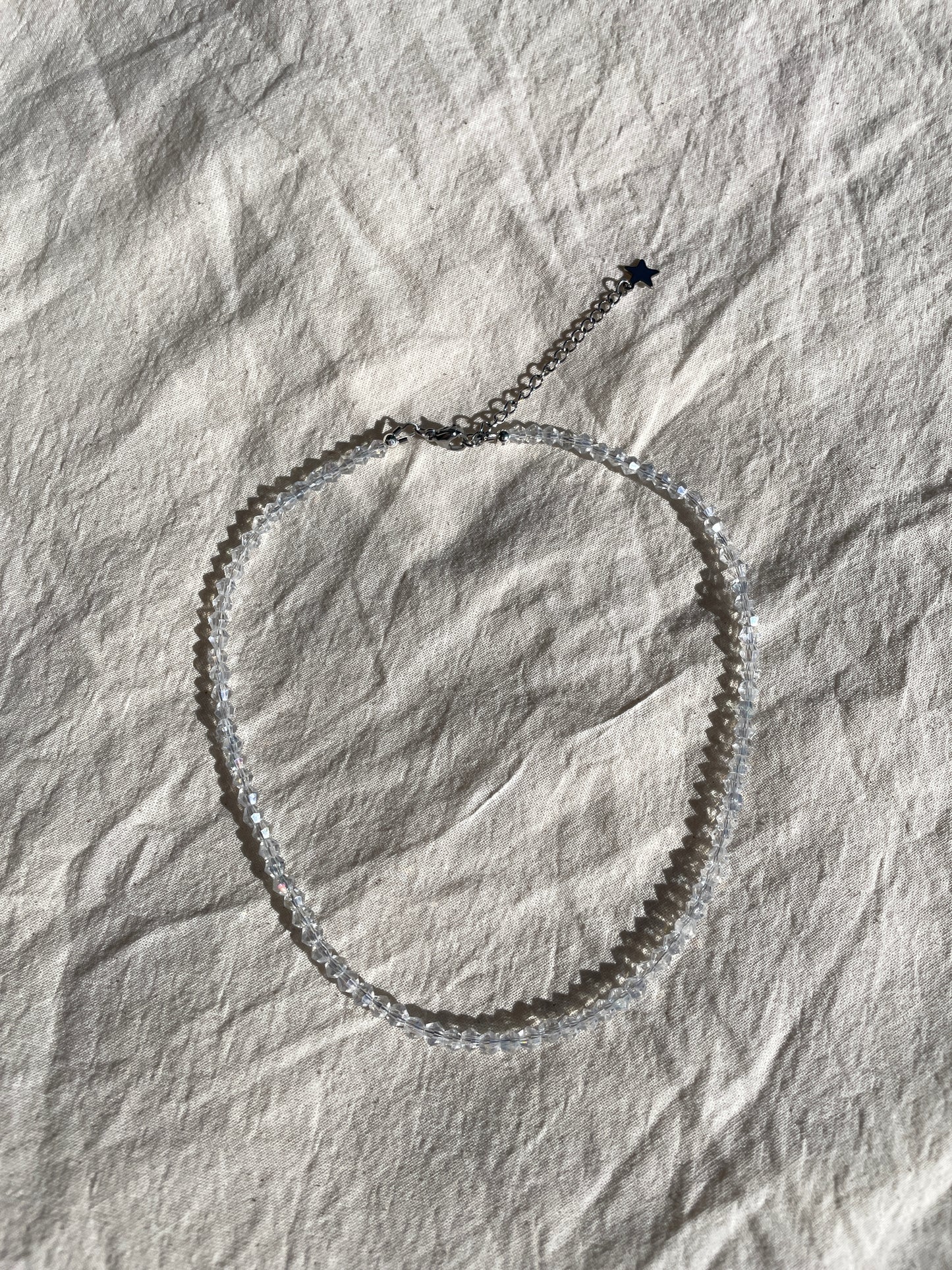 Crystal choker, diamond beads