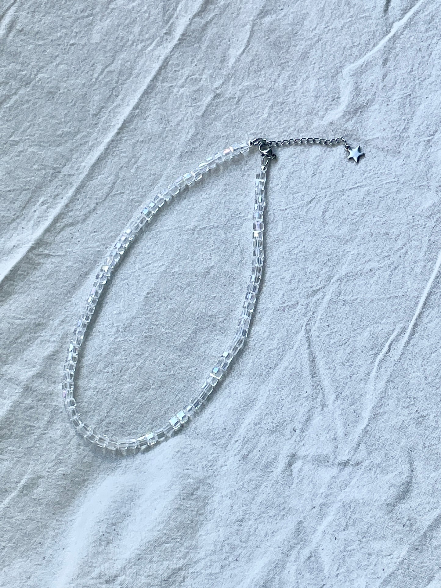 Crystal choker, ice cube beads