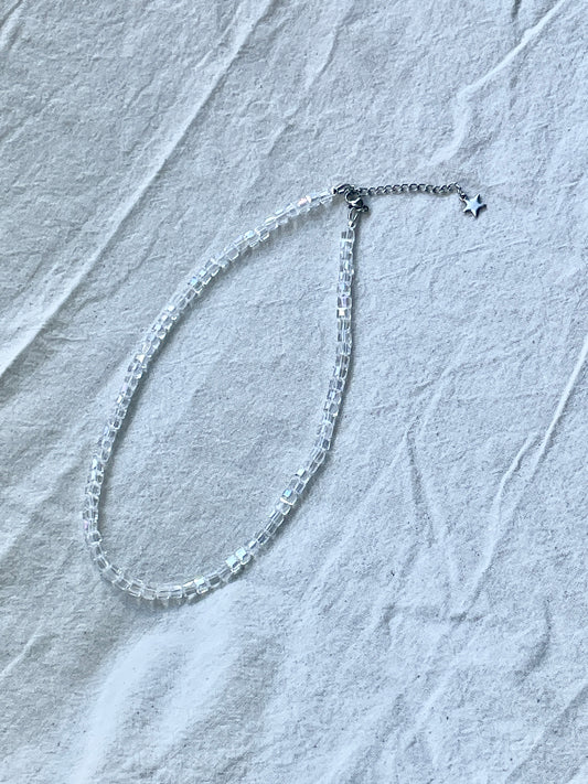 Crystal choker, ice cube beads